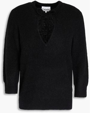 Ganni Ribbed-knit Jumper - Black