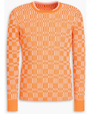 Jacquemus La Maille Gelati Checked Ribbed Cotton-Blend Jumper - Orange