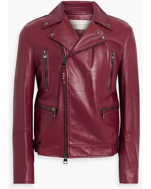 McQueen Leather Biker Jacket - Red