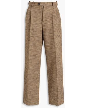 Sandro Houndstooth Tweed Straight-Leg Pants - Natural