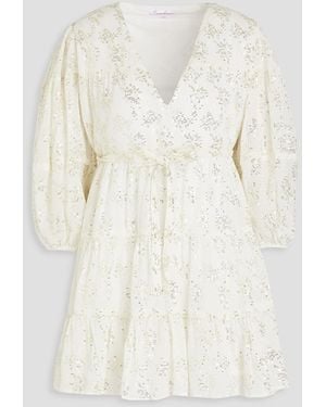 Sundress Colombe gestuftes minikleid aus gaze mit pailletten - Natur