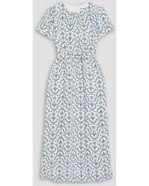Cefinn Nina Belted Printed Jaquard Midi Dress - Blue
