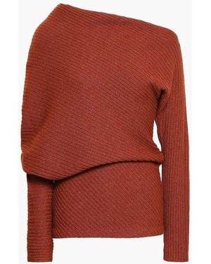 Roberto Cavalli One-Shoulder Ribbed Alpaca, Silk And Cashmere-Blend Sweater - Red