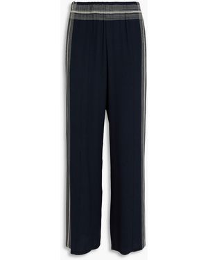 Vince Woven Wide-Leg Trousers - Blue