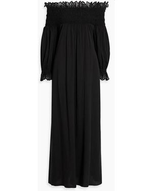 Kika Vargas Ira Off-The-Shoulder Crepe Maxi Dress - Black