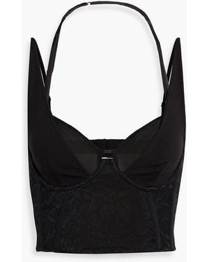 Jonathan Simkhai Serifina Cropped Stretch-Jersey And Lace Bustier Top - Black