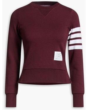 Thom Browne Striped French Cotton-Terry Sweatshirt - Red