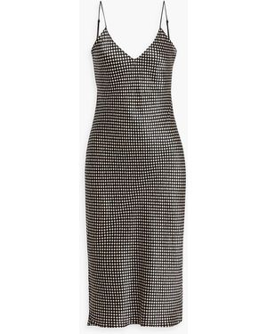 Nili Lotan Printed Silk-satin Slip Dress - Brown