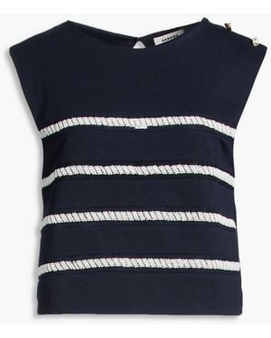 Sandro Embellished Cotton-Blend Jersey Top - Blue