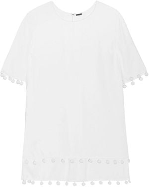 Adam Lippes Embellished Pleated Crepe Top - White