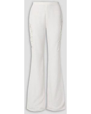 Zuhair Murad Embellished Cady Flared Trousers - White