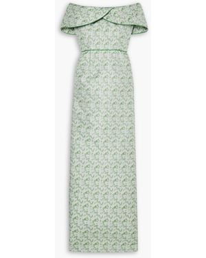 Markarian Eveline Off-the-shoulder Floral-brocade Gown - Green