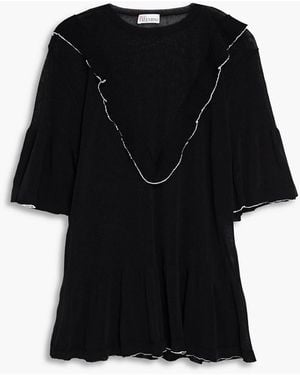 RED Valentino Ruffled Cotton-blend Top - Black