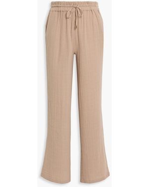 Melissa Odabash Krissy Crinkled-Cotton Straight-Leg Pants - Natural