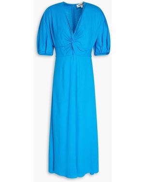 Diane von Furstenberg Majorie Twisted Woven Midi Dress - Blue