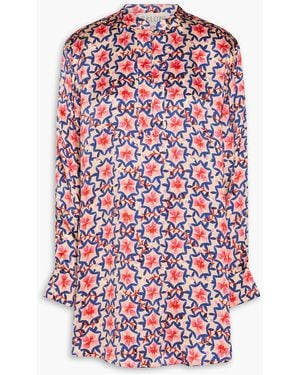 Saloni Bluse aus seidensatin mit floralem print - Rot