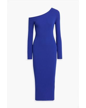 LAPOINTE Midikleid aus rippstrick mit asymmetrischer schulterpartie - Blau
