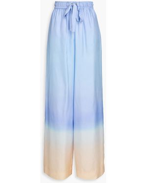 Zimmermann Dégradé Silk-Twill Wide-Leg Trousers - Blue