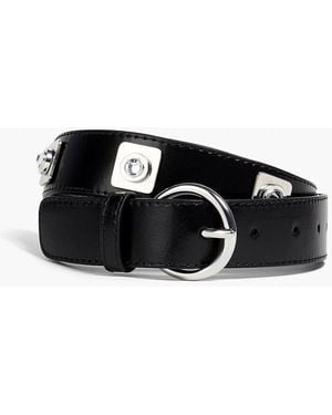 Sandro Crystal-embellished Leather Belt - Black