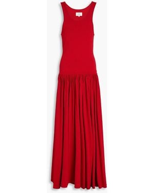 Loulou de Saison Jada Gathe Stretch-knit Maxi Dress - Red