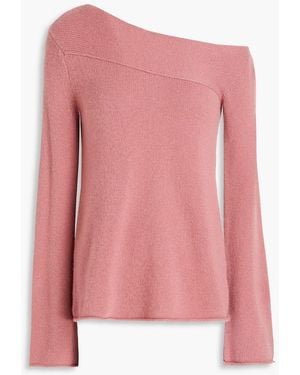 Theory Asymmetric Pullover One-Shoulder Cashmere Sweater - Pink