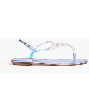 Aquazzura Meteorite Embellished Pvc Slingback Sandals - Blue
