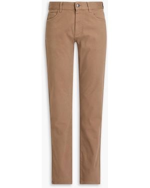 Canali Cotton-Blend Twill Trousers - Natural