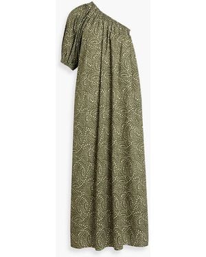 Matteau One-Shoulder Floral-Print Cotton-Poplin Maxi Dress - Green