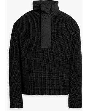 Rag & Bone Sweeney Shell-Trimmed Ribbed Wool-Blend Sweater - Black