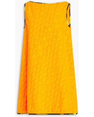 PUCCI Silk-trimmed Cotton-terry Jacqaurd Mini Dress - Yellow