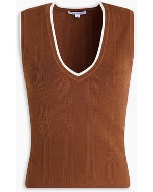Veronica Beard Sid Ribbed-knit Vest - Brown