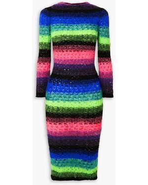 AGR Striped Open-knit Cotton-blend Midi Dress - Green