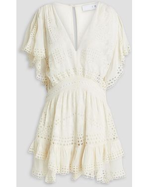 IRO Gathered Broderie Anglaise Playsuit - White
