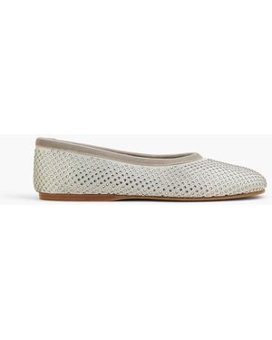 forte_forte Crystal-Embellished Satin Ballet Flats - White