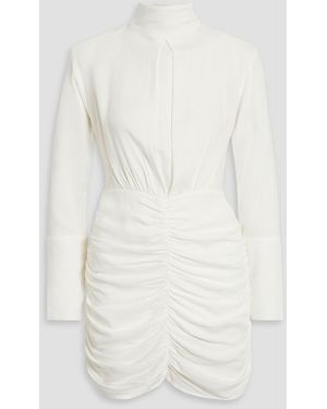 Envelope Ruched Crepe Mini Dress - White