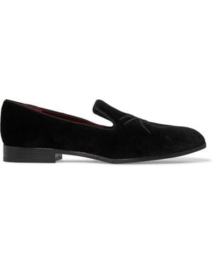 Marc Jacobs Zoe Embroidered Velvet Loafers - Black