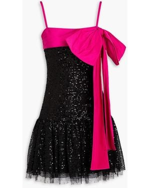 RED Valentino Bow-detailed Taffeta And Sequined Tulle Mini Dress - Pink