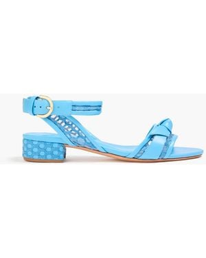 Alexandre Birman Clarita Bow-Detailed Embroidered Mesh And Leather Sandals - Blue