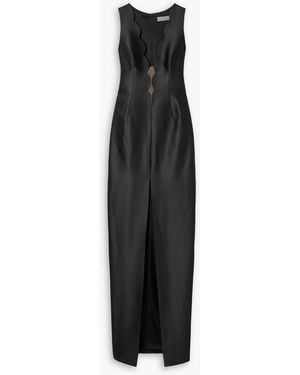 Rasario Scalloped Satin Gown - Black
