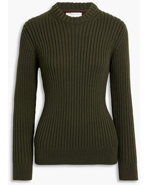 Veronica de Piante Tristan Ribbed Merino Wool Sweater - Green