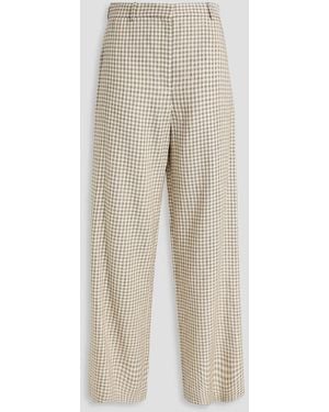 Theory Gingham Linen-Blend Twill Wide-Leg Trousers - Natural