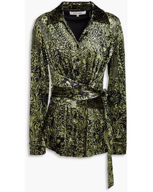 Diane von Furstenberg Largade Printed Chenille Shirt - Green