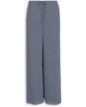 Theory Printed Crepe Wide-leg Trousers - Grey