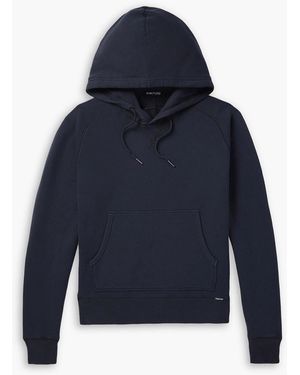 Tom Ford Garment-Dyed Cotton-Jersey Hoodie - Blue