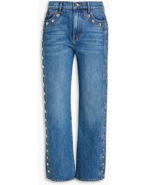 Veronica Beard Dylan Studded High-Rise Straight-Leg Jeans - Blue