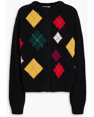 YMC Intarsia-Knit Wool-Blend Cardigan - Black