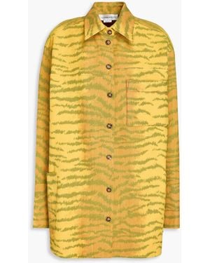 Victoria Beckham Tiger-print Cotton-blend Twill Shirt - Yellow
