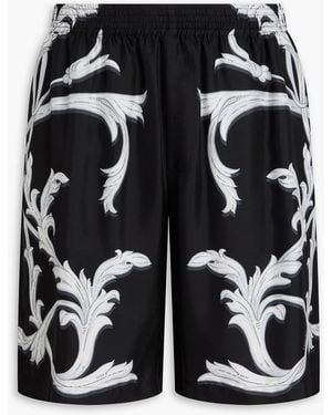Versace Printed Silk-Twill Shorts - Black