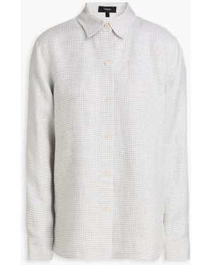 Theory Houndstooth Linen-Blend Shirt - White