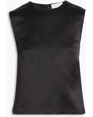 Veronica de Piante Allison Duchesse Silk-Satin Top - Black